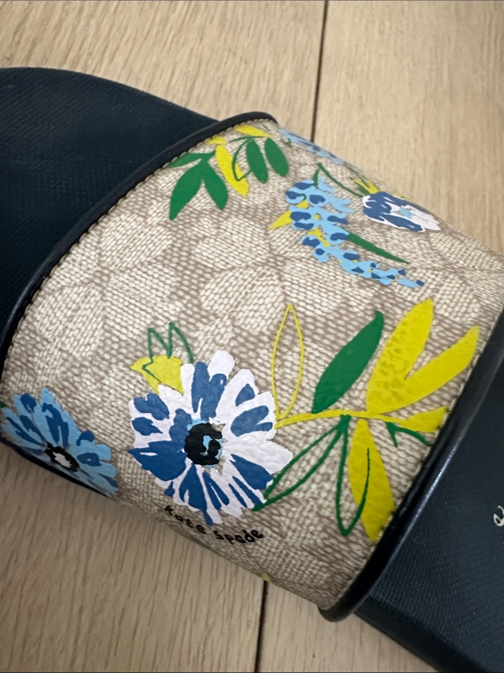 kate spade Floral Print Navy Slide Sandals - Picture 2 of 5